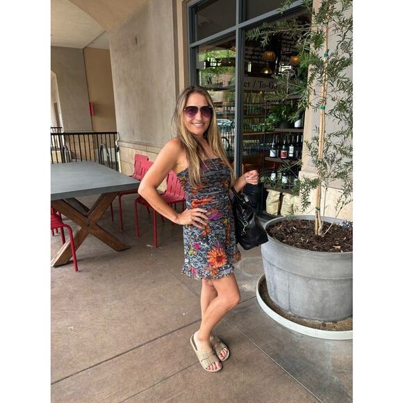 FUZZI Black Red Floral Strapless Lace Mesh Romper Size Medium - Picture 13 of 13